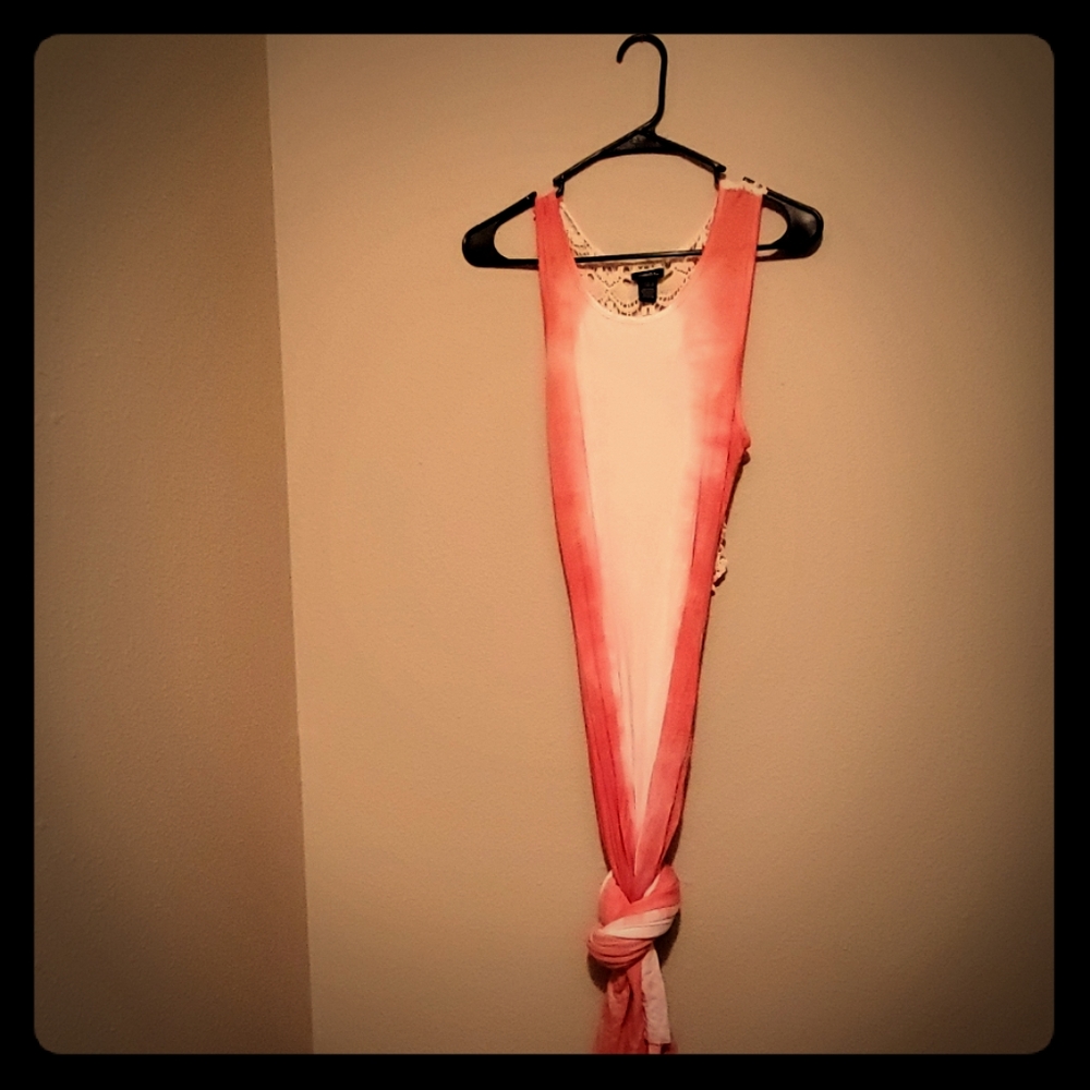Pink and cream full length dress